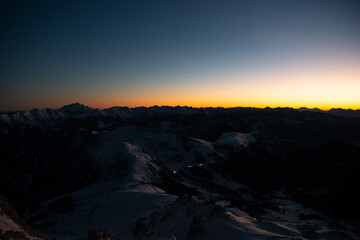 sunrise in the snow dolomites