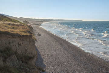 Omaha Beach in der Normandie nahe Colleville-sur-Mer, August 2022 