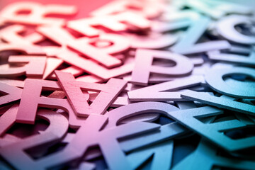 Mixed letters pile closeup photo