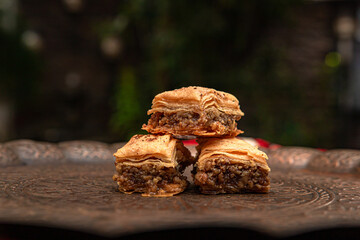 baklava on a brown plate