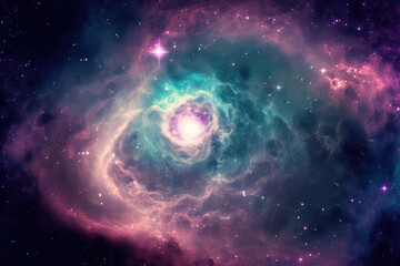 Obraz na płótnie Canvas adorable pastel color hues Background made of a galaxy nebula. Generative AI