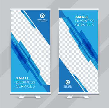 Blue Modern Business Roll Up Banner Or Flyer Templates