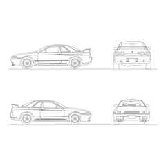 Obraz premium Car Vector Line Art. Car Hand Drown Combo set.