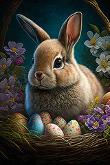Easter Bunnies, Happy Easter, Generative ai