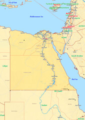 Egypt map with cities streets rivers lakes