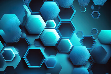 Obraz na płótnie Canvas Illustration with a blue abstract background and hexagons. Generative AI