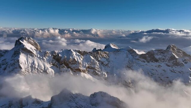 Aerial View of the Mountain Seantis in the Swiss Alps, Switzerland. Santis