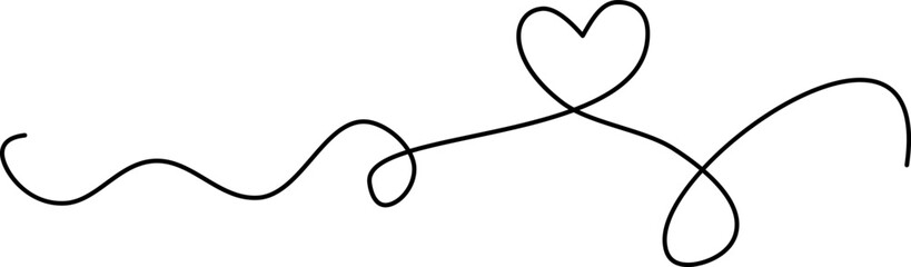 Calligraphic flourish heart. Hand drawn vintage wedding element. Swirl ornament