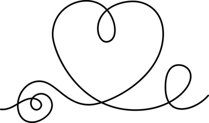 Calligraphic flourish heart. Hand drawn vintage wedding element. Swirl ornament