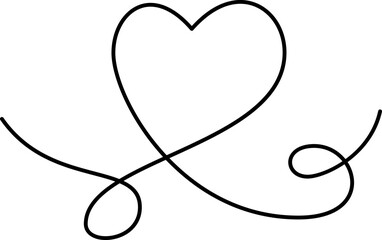 Calligraphic flourish heart. Hand drawn vintage wedding element. Swirl ornament