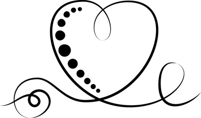 Calligraphic flourish heart. Hand drawn vintage wedding element. Swirl ornament