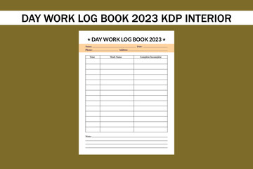 day work log book 2023 kdp interior