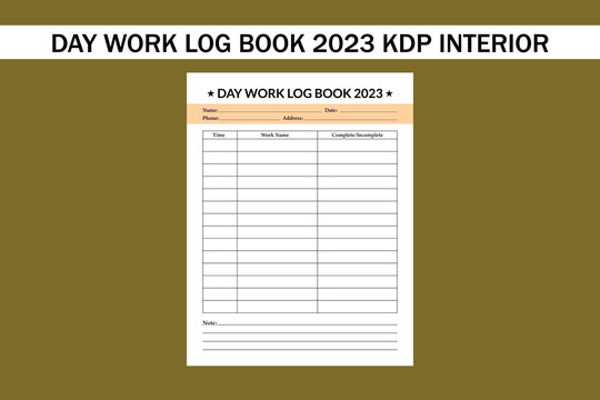 day work log book 2023 kdp interior