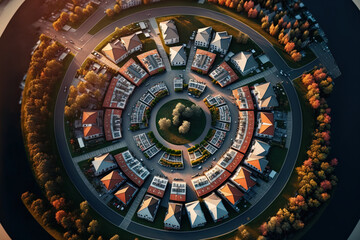 aerial picture of the Polish suburbs of Nysa town. Generative AI