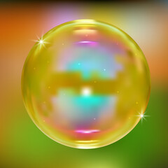 Realistic soap bubble. 3D soap bubble