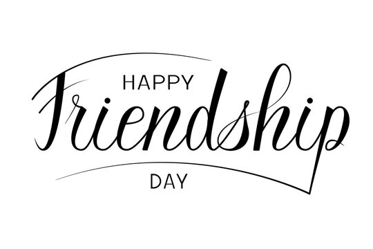 Happy friendship day lettering. Vector greeting card with modern calligrapy phrase for friendship day.