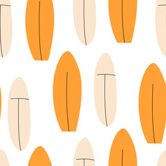 Summer seamless pattern with surfboards. Vector surfing background 