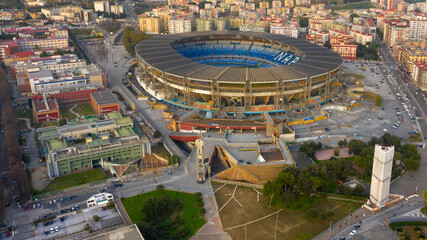 Aerial view of Stadio Diego Armando Maradona, formerly Stadio San Paolo, in the Fuorigrotta suburb....
