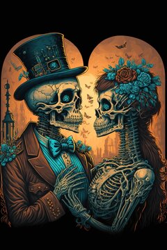 DAЯK AЯT  Red Moon Skeleton Couple by Danielana  Facebook