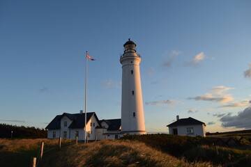 Hirtshals Fyr in the evening sun, Denmark, North Jutland