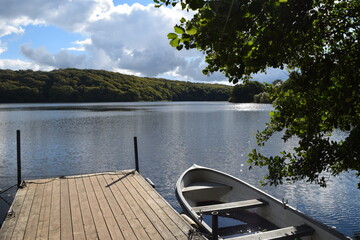 boat dock at lake Hald So, Denmark, Central Jutland region