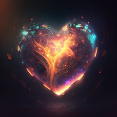 Valentine's Day Heart made with Glowing Flowers: A Love-Filled Illustration and Decoration - Generative AI