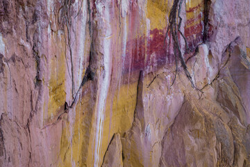 The texture and multitude of pastel colors of the soil from the ocher quarry in Roussillon.