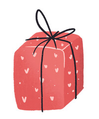 Cute Valentine's day gift box clipart. Hand drawn simple holiday present for greeting cards, wedding invitations, party, birthday cards