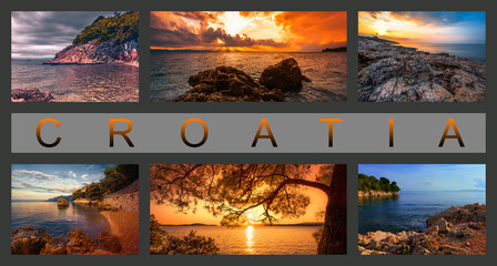 collection best croatian places at summer season, Zadar region, Makarka riviera, Istria, Croatia,...