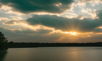 sunset over the river