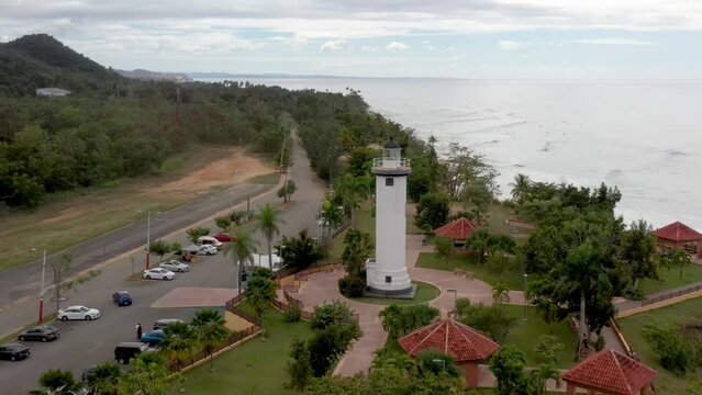 Aerial flight over Lighthouse, Rincon Puerto Rico