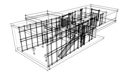 house building sketch architecture 3d illustration