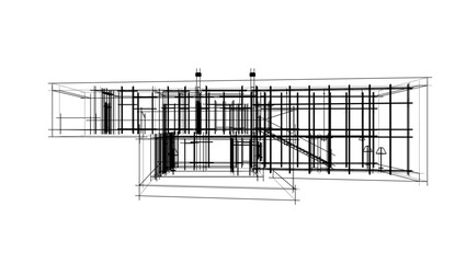 house building sketch architecture 3d illustration