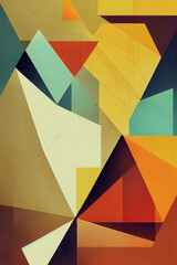 A bold and vibrant abstract geometric design, perfect for adding a pop of color to notebook covers, posters, wall art, websites, and backgrounds. Generative AI.