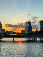 Fototapeta premium Magical sunset and city view