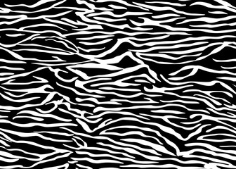 Fototapeta na wymiar Full seamless zebra tiger stripes animal skin pattern. Black and white design for textile fabric printing. Fashionable and home design fit.