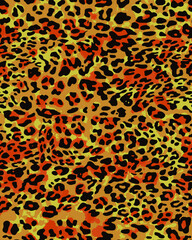 Full seamless leopard cheetah texture animal skin pattern. Orange textile fabric print. Suitable for fashion use. Vector illustration.
