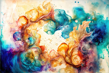 Obraz na płótnie Canvas watercolor fog illustration with splashes everywhere, generative ai technology 