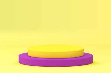 3d podium yellow level cylinder foundation championship win ceremony award arena realistic vector