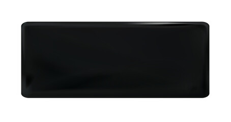 Black rectangular painted plate isolated. Label, template. Png.