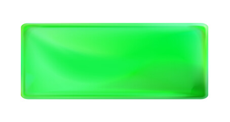 Green rectangular painted plate isolated. Label, template. Png.