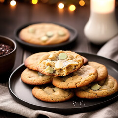 Obraz na płótnie Canvas winter chocolate chip cookies in a cozy setting