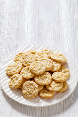 amish sugar cookies on plate, top view