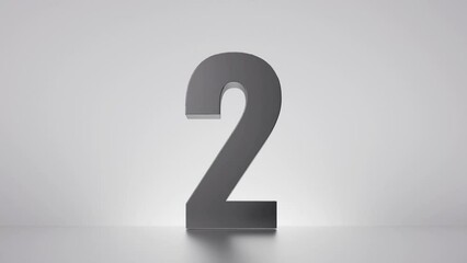 3d animated countdown one to ten on white background, 1-10 broken numbers reconstruction