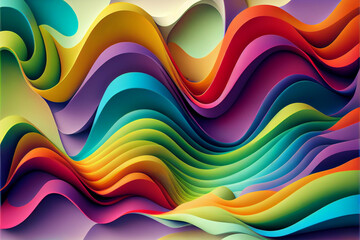 abstract color 3D paper art illustration poster