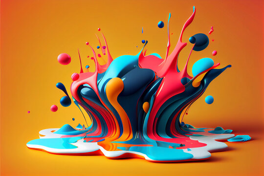 splash 3d poster modern background. Liquid forms