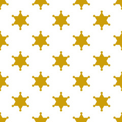 sheriff's gold star on a white background, seamless pattern. vector.