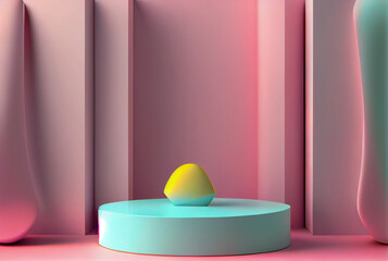 Abstract mock up scene pastel color. geometry shape podium background for product . Generative AI technology.