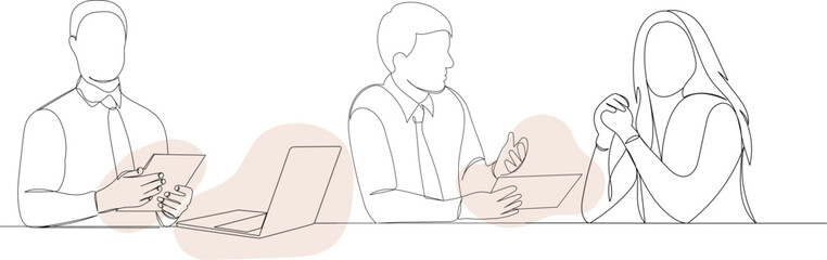 people working continuous line drawing, vector, sketch