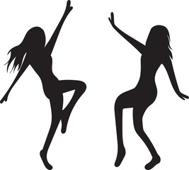 women, girls rejoice, dance silhouette design vector isolated
